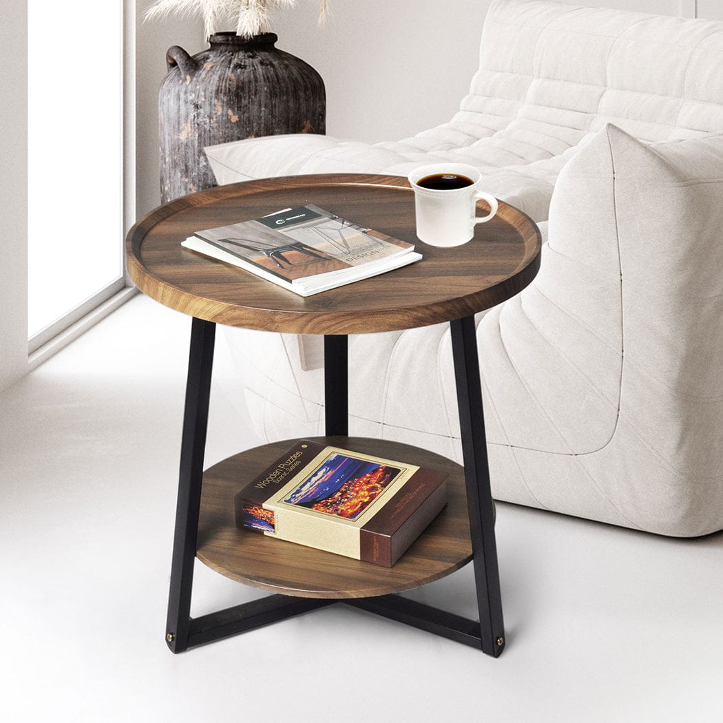 Levede Bedside Table Bedside Tables Nightstand Lamp Storage Steel Legs Industrial