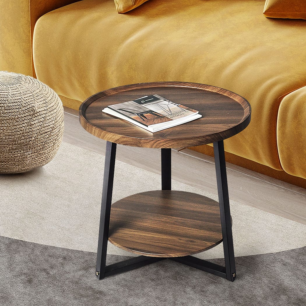 Levede Bedside Table Bedside Tables Nightstand Lamp Storage Steel Legs Industrial