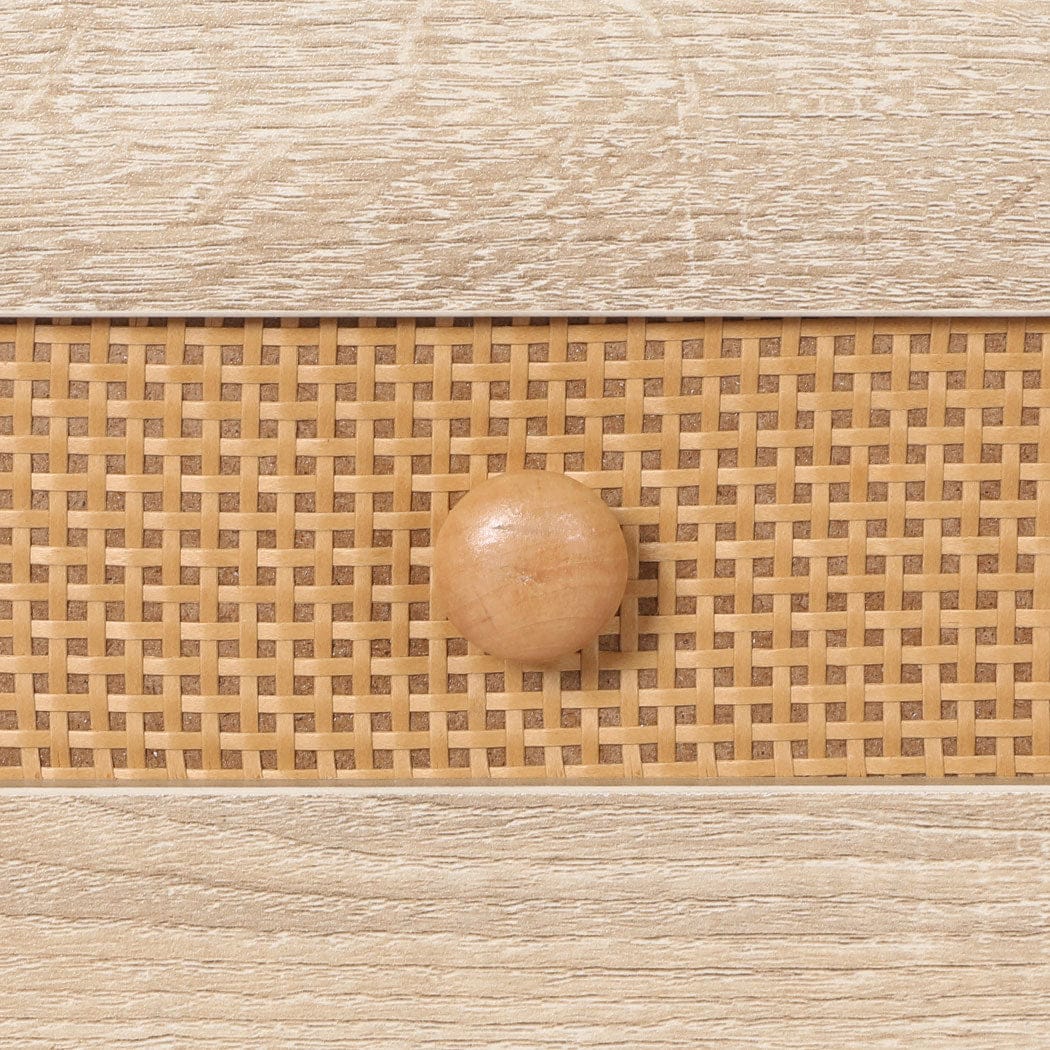 Levede Bedside Table Bedside Tables Rattan Wood Drawers Nightstand Storage Cabinet Bedroom