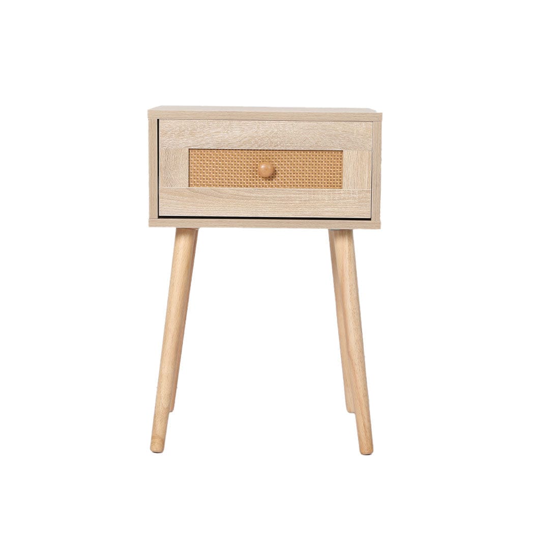 Levede Bedside Table Bedside Tables Rattan Wood Drawers Nightstand Storage Cabinet Bedroom