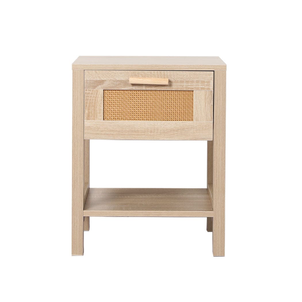 Levede Bedside Table Bedside Tables Rattan Wood Drawers Nightstand Storage Cabinet Bedroom