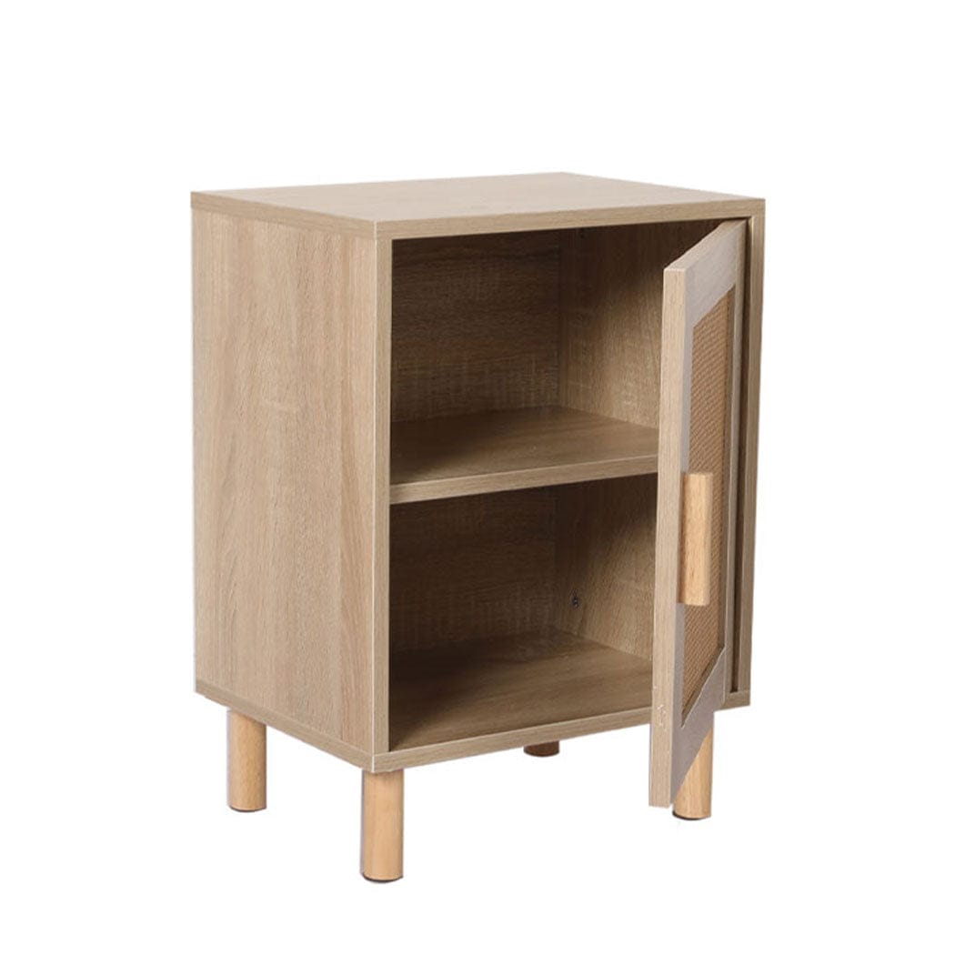 Levede Bedside Table Bedside Tables Rattan Wood Side Table Nightstand Storage Cabinet Bedroom