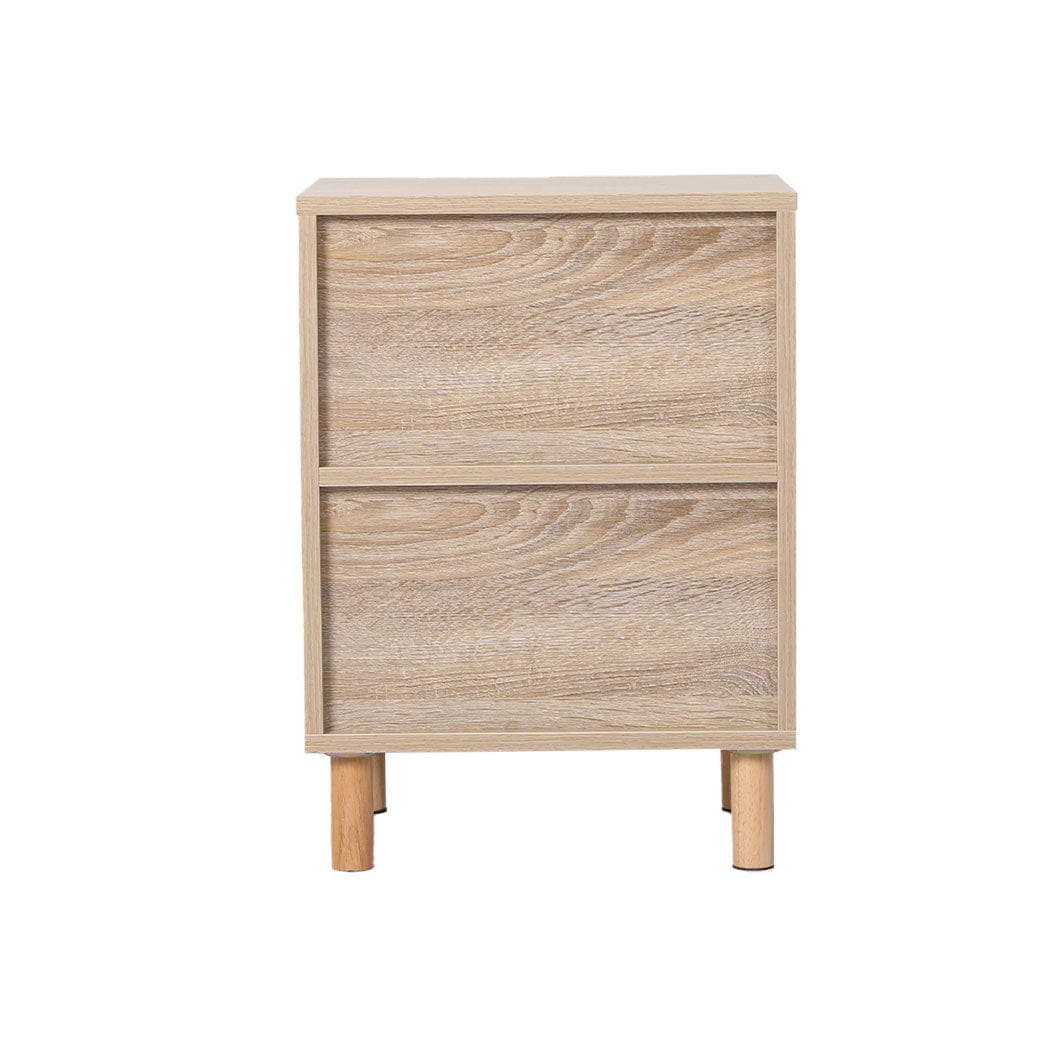 Levede Bedside Table Bedside Tables Rattan Wood Side Table Nightstand Storage Cabinet Bedroom