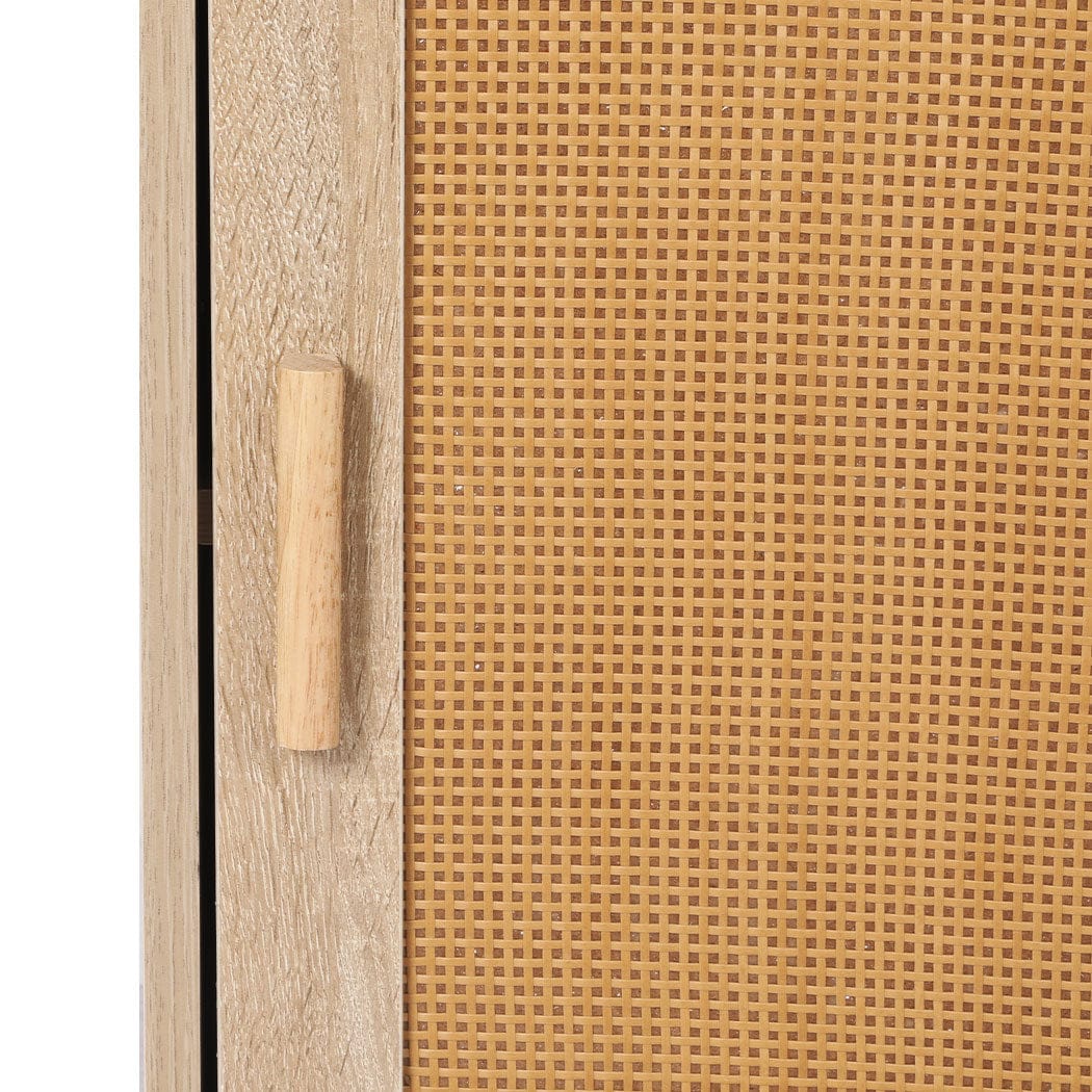 Levede Bedside Table Bedside Tables Rattan Wood Side Table Nightstand Storage Cabinet Bedroom