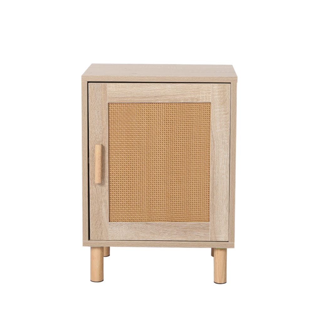 Levede Bedside Table Bedside Tables Rattan Wood Side Table Nightstand Storage Cabinet Bedroom