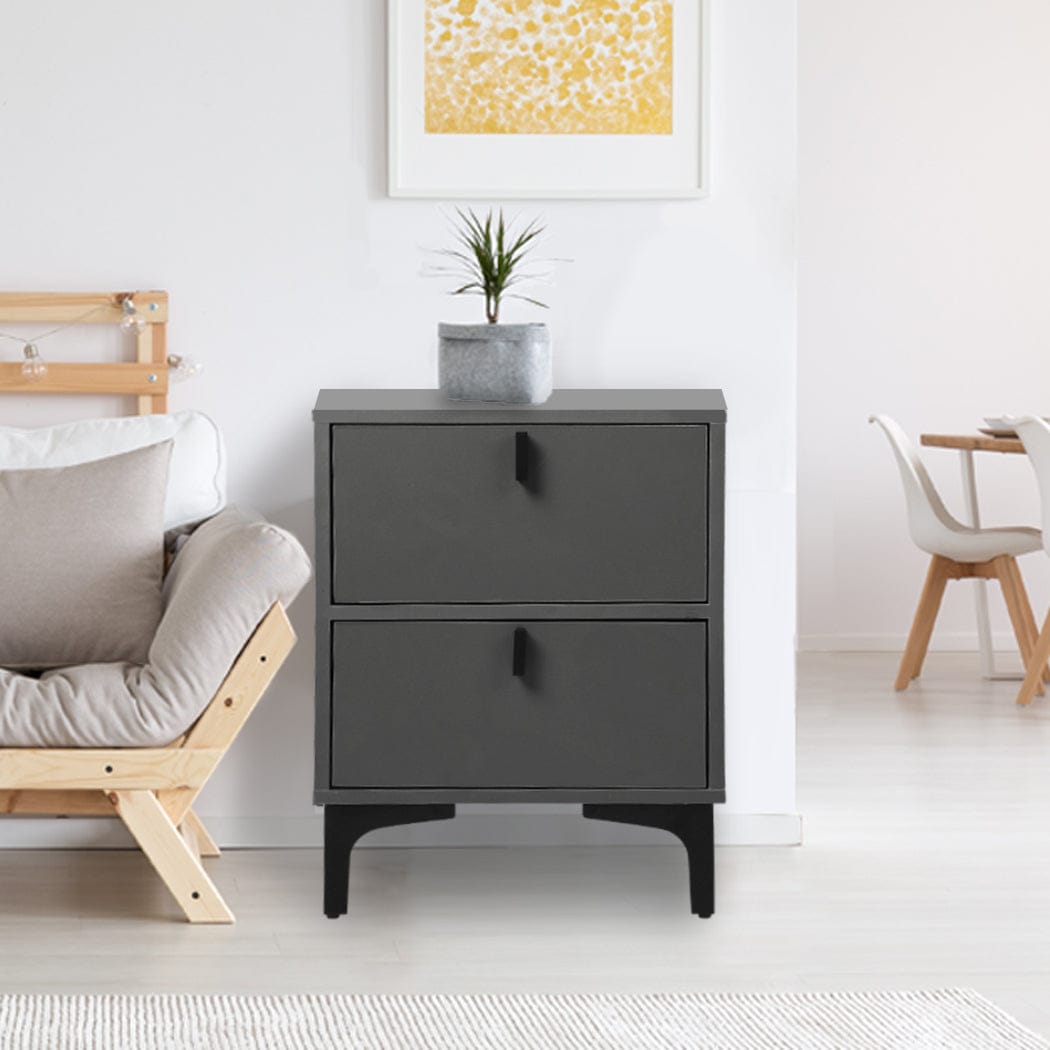 Levede Bedside Table Bedside Tables Side Table Bedroom Nightstand 2 Drawers Storage Cabinet