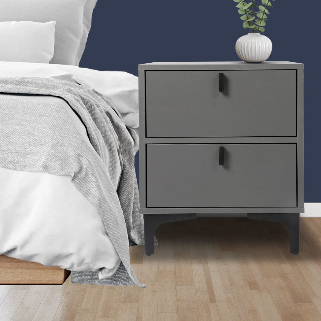Levede Bedside Table Bedside Tables Side Table Bedroom Nightstand 2 Drawers Storage Cabinet