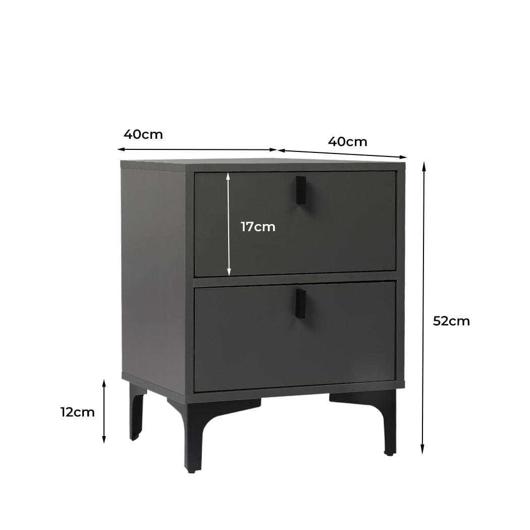 Levede Bedside Table Bedside Tables Side Table Bedroom Nightstand 2 Drawers Storage Cabinet