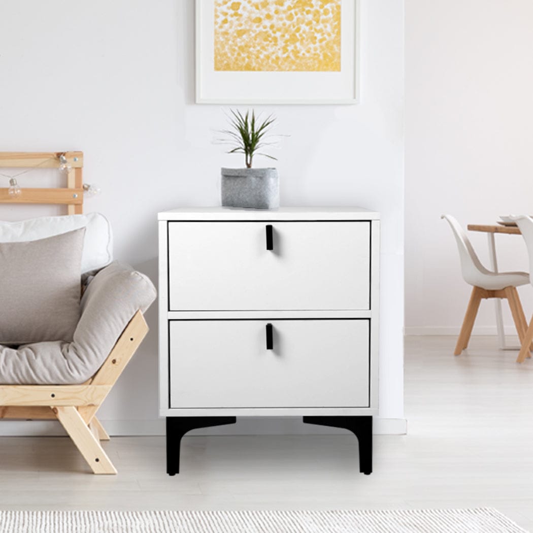 Levede Bedside Table Bedside Tables Side Table Bedroom Nightstand 2 Drawers Storage Cabinet