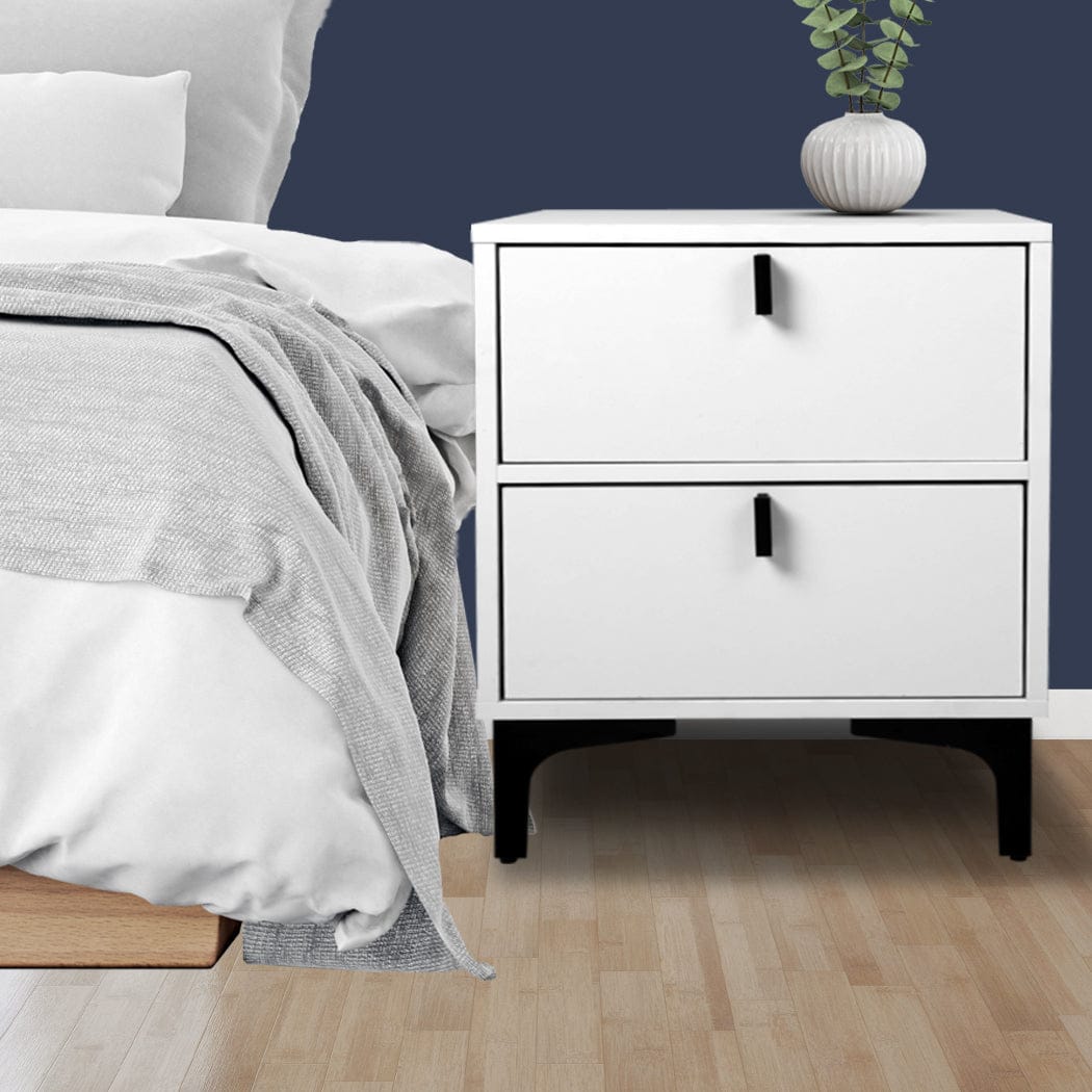 Levede Bedside Table Bedside Tables Side Table Bedroom Nightstand 2 Drawers Storage Cabinet