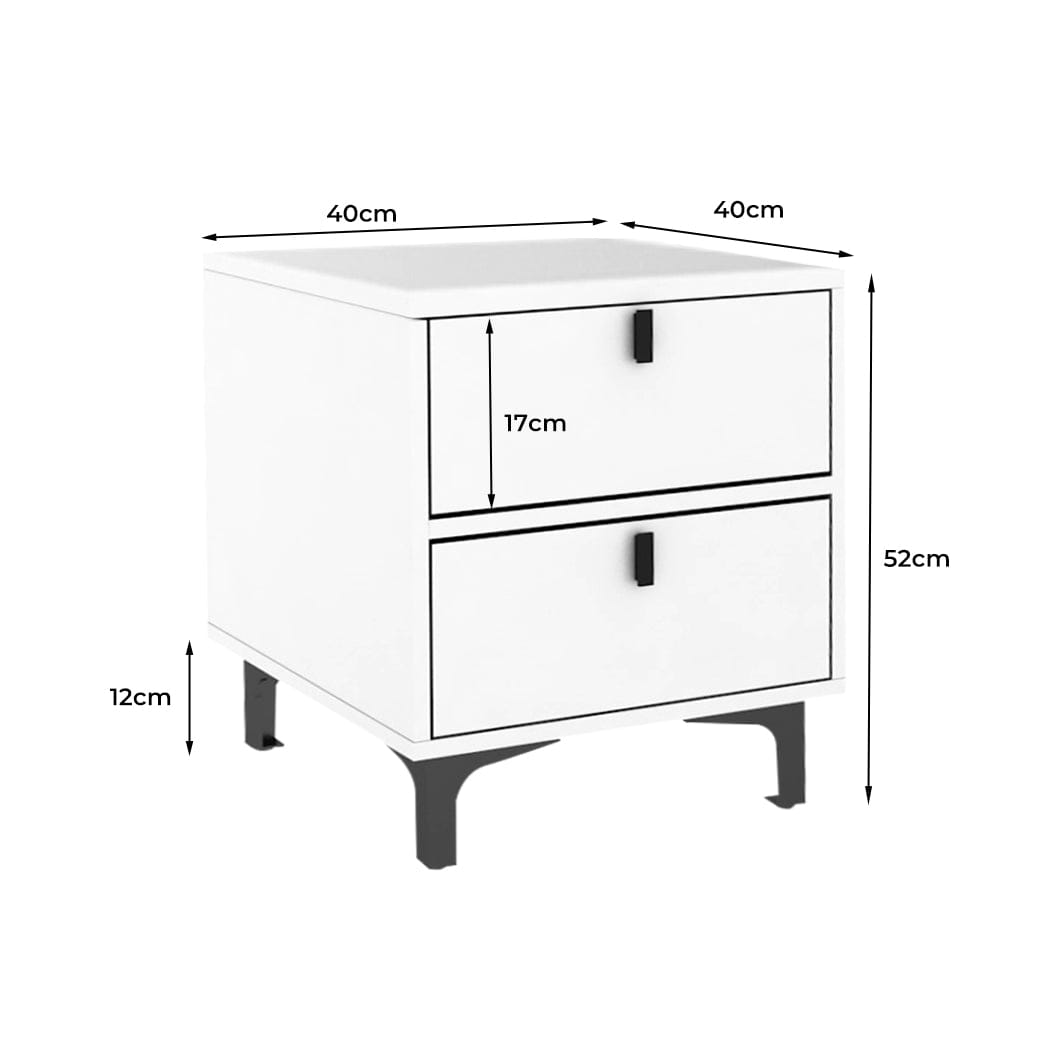 Levede Bedside Table Bedside Tables Side Table Bedroom Nightstand 2 Drawers Storage Cabinet