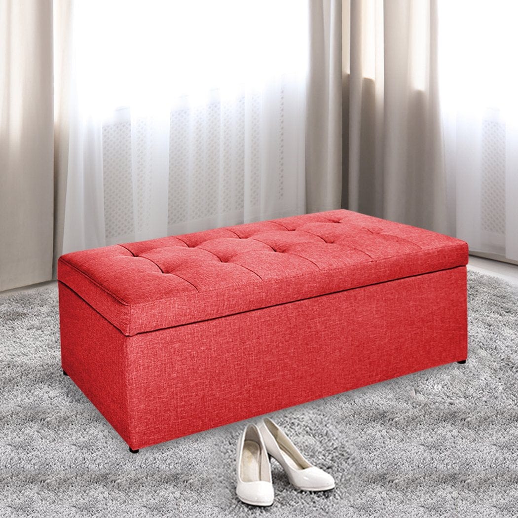 Levede Ottoman Blanket Box Storage Ottoman PU Leather Fabric Chest Toy Clothes Foot Stool Bed