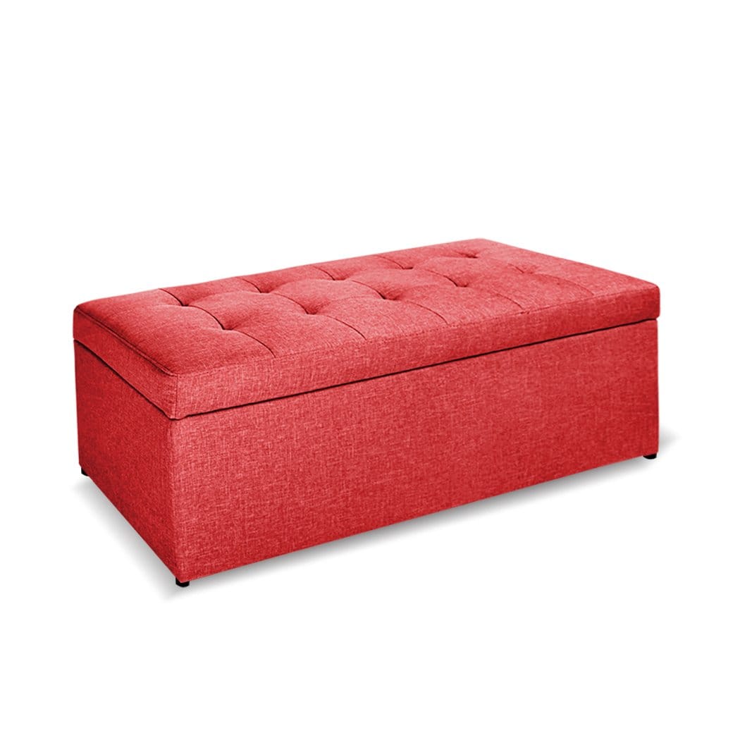 Levede Ottoman Blanket Box Storage Ottoman PU Leather Fabric Chest Toy Clothes Foot Stool Bed