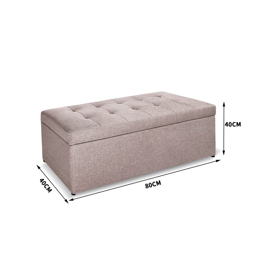 Levede Ottoman Blanket Box Storage Ottoman PU Leather Fabric Chest Toy Clothes Foot Stool Bed
