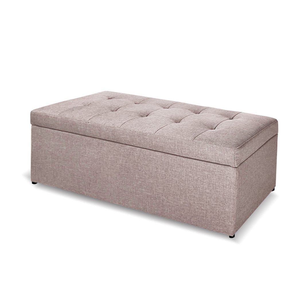 Levede Ottoman Blanket Box Storage Ottoman PU Leather Fabric Chest Toy Clothes Foot Stool Bed