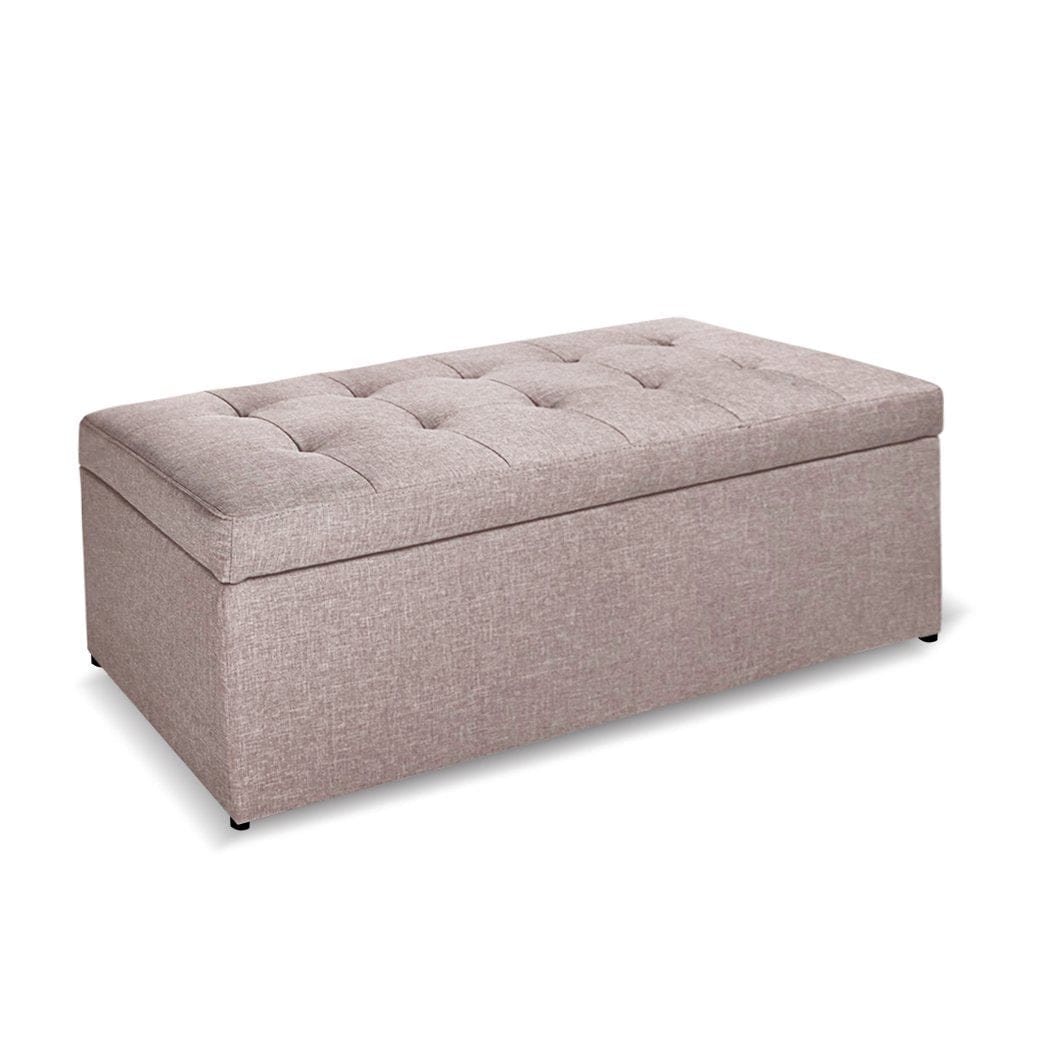 Levede Ottoman Blanket Box Storage Ottoman PU Leather Fabric Chest Toy Clothes Foot Stool Bed