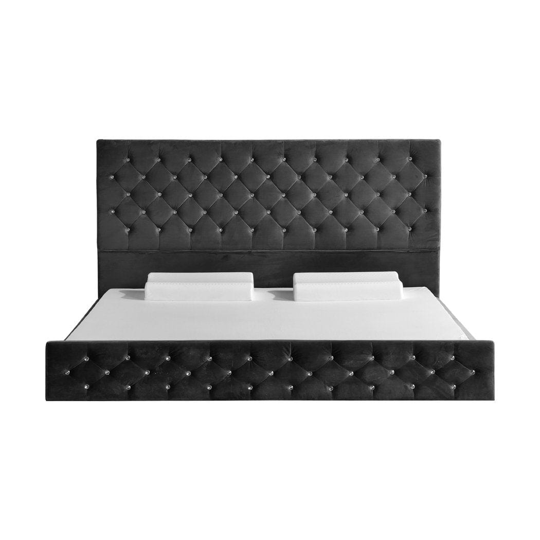 Levede Bedframe Deluxe Wooden Bed Frame Base Mattress Platform Premium Fabric Queen Size