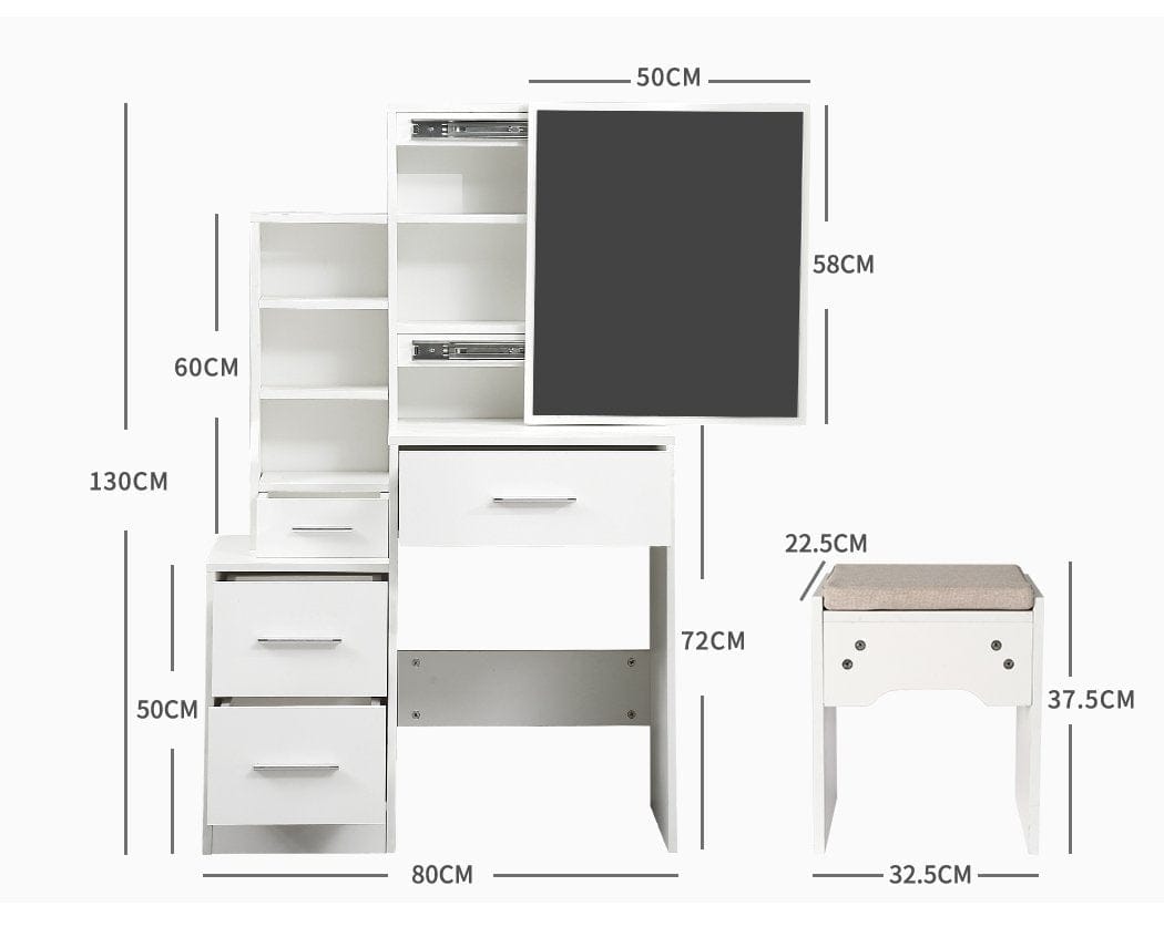 Levede Dressing Table Dressing Table Set Stool Mirrors Jewellery Cabinet Makeup Organizer