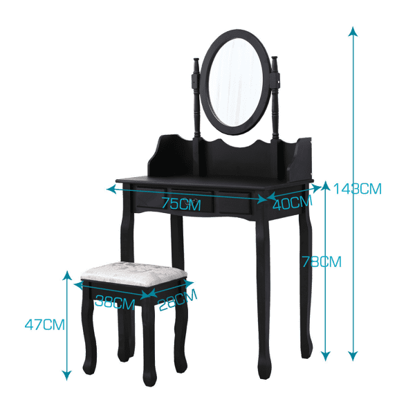 Levede Dressing Table DRESSING TABLE STOOL MAKEUP MIRROR JEWELLERY ORGANIZER DRAWER CABINET