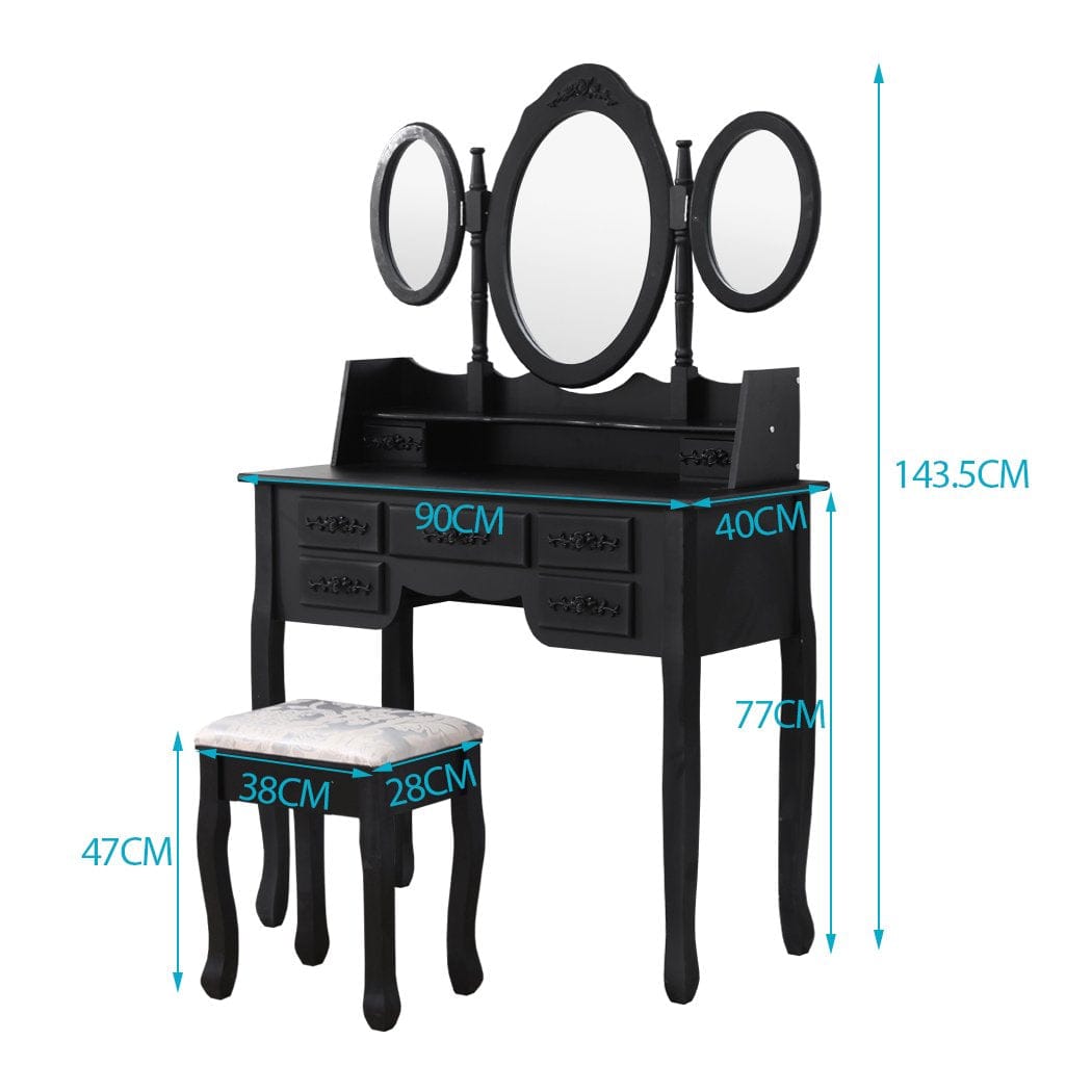 Levede Dressing Table Dressing Table Stool Mirror Drawer Cabinet Jewellery Organizer Bedroom