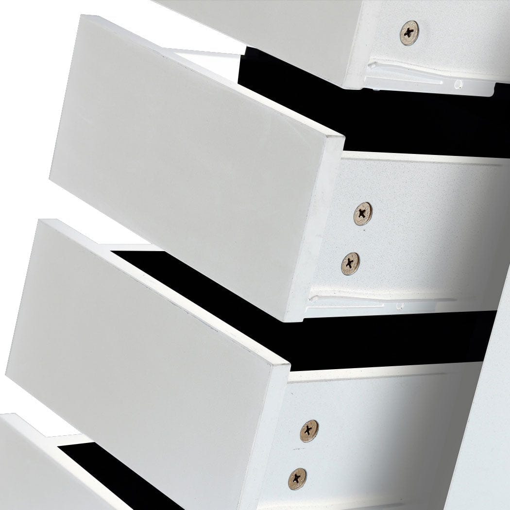 Levede Dressing Table Dressing Table Stool Mirror Jewellery Organiser Makeup Cabinet 5 Drawers White