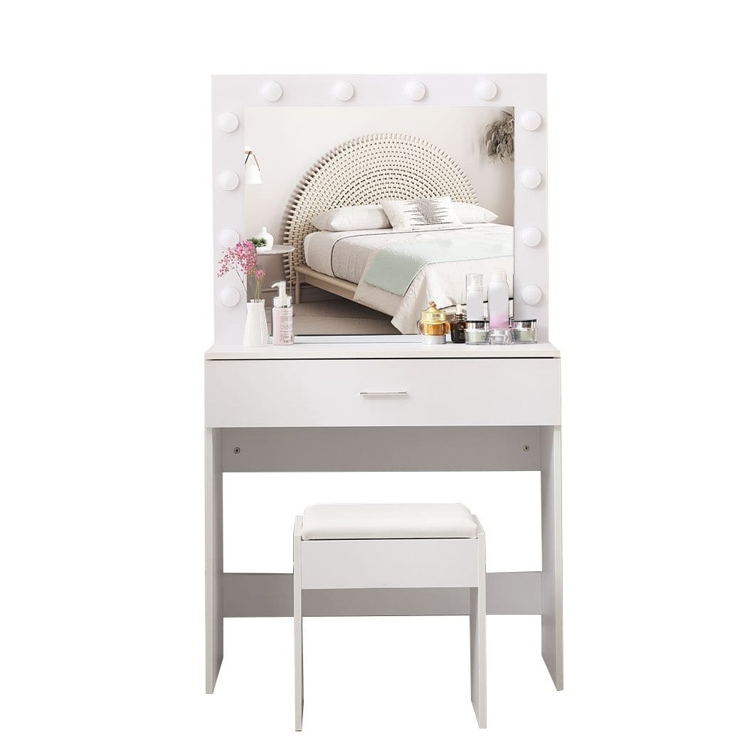 Levede Dressing Table Dressing Table tool Set LED Makeup Mirror Jewellery organizer Cabinet With 12 Bulbs Type1