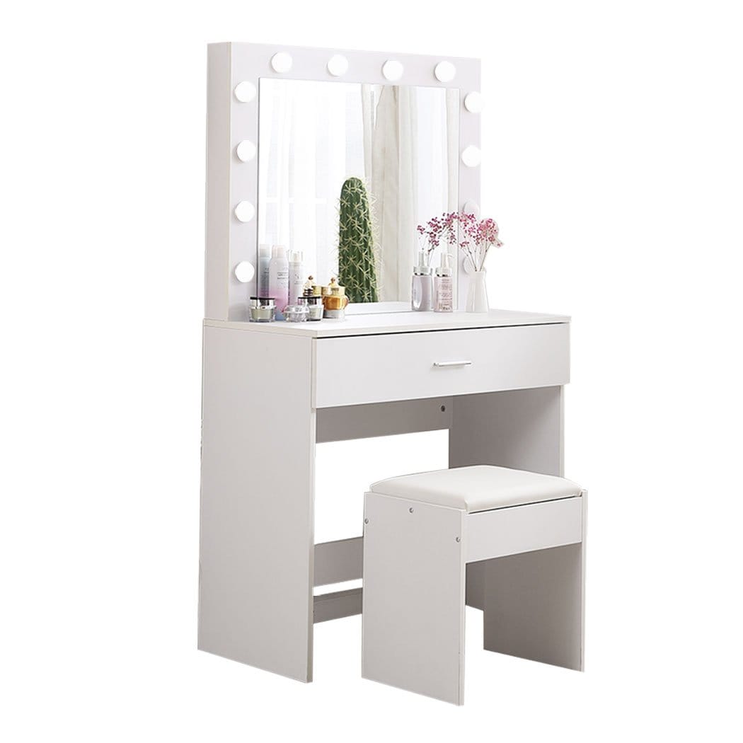 Levede Dressing Table Dressing Table tool Set LED Makeup Mirror Jewellery organizer Cabinet With 12 Bulbs Type1