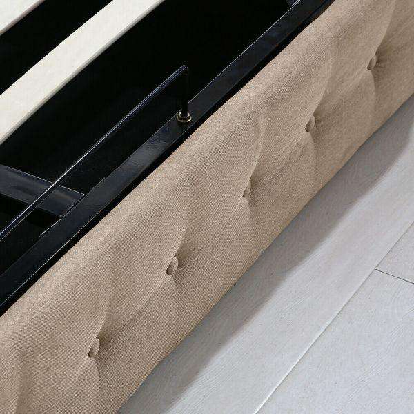 Levede Bedframe Gas Lift Storage Bed Frame Premium Fabric - Beige
