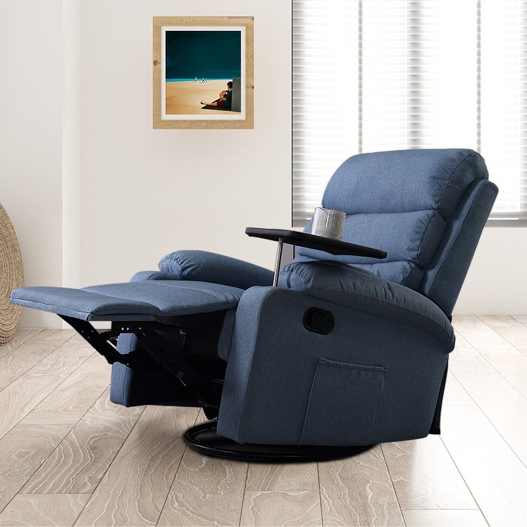 Levede Accent Chair Massage Chair Recliner 8 Point Heated Lounge Sofa Armchair 360 Swivel Blue
