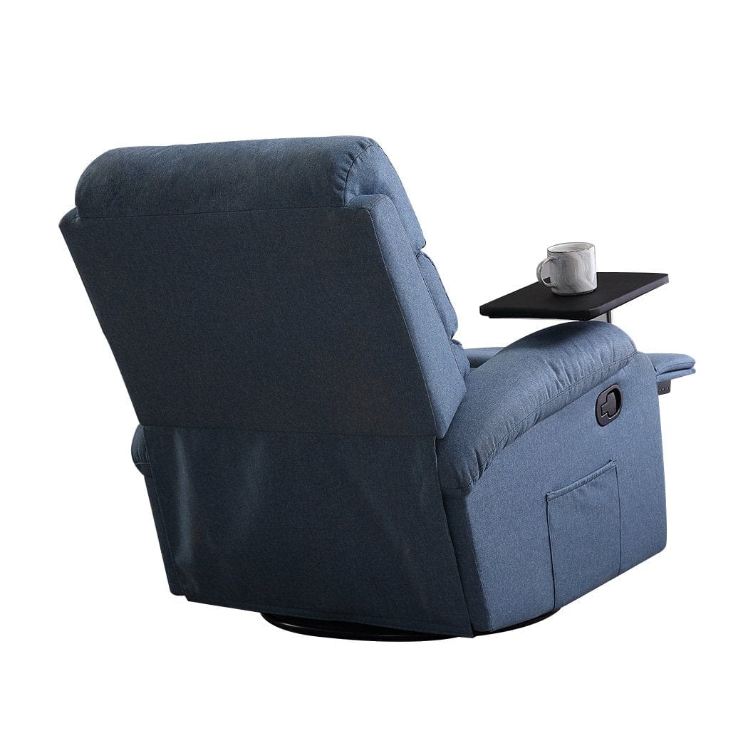 Levede Accent Chair Massage Chair Recliner 8 Point Heated Lounge Sofa Armchair 360 Swivel Blue