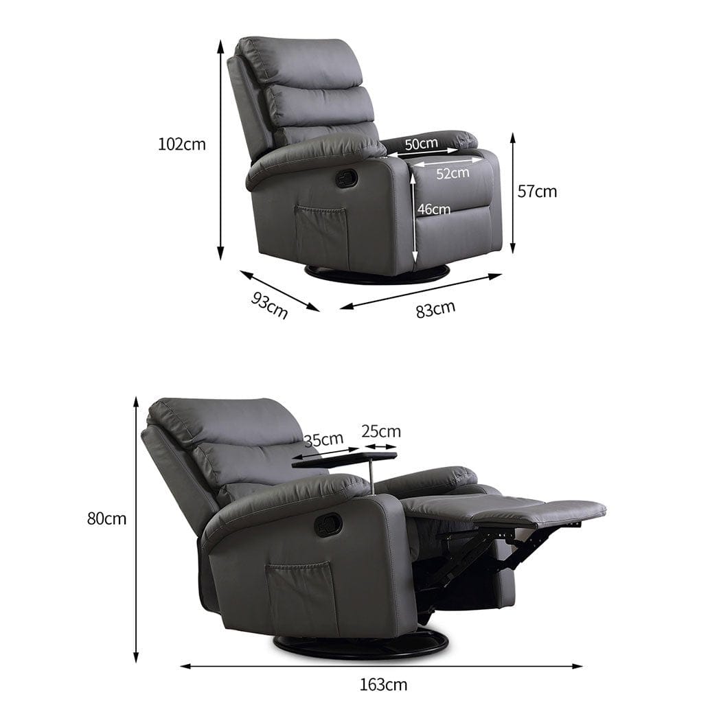 Levede Accent Chair Massage Chair Recliner 8 Point Heated Lounge Sofa Armchair 360 Swivel Grey