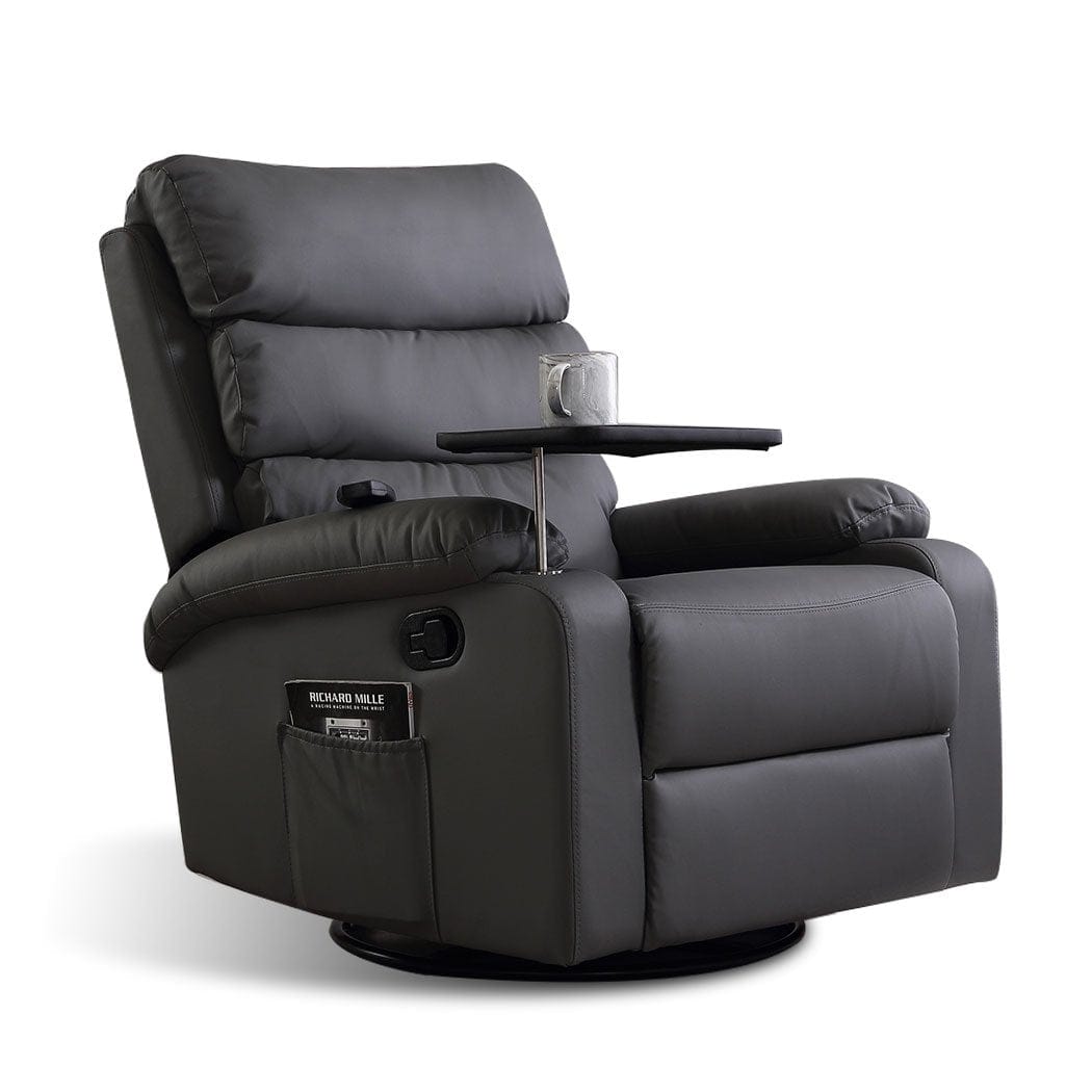 Levede Accent Chair Massage Chair Recliner 8 Point Heated Lounge Sofa Armchair 360 Swivel Grey