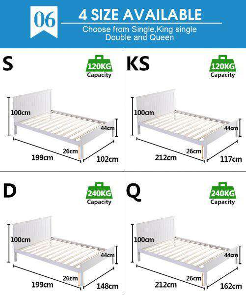 Levede Bedframe PREMIUM WHITE PINE WOOD BED FRAME