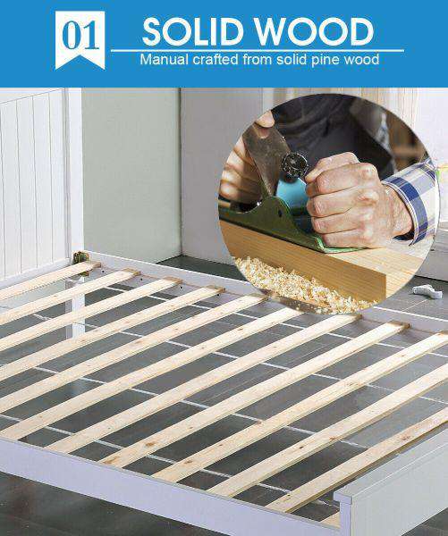 Levede Bedframe PREMIUM WHITE PINE WOOD BED FRAME