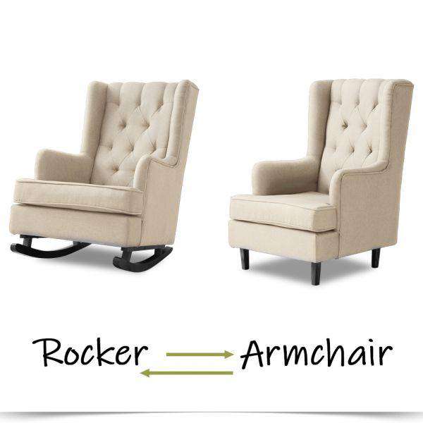 Levede Accent Chair ROCKING CHAIR CHAIRS ARMCHAIR FABRIC LOUNGE RECLINER FEEDING ROCKER BEIGE
