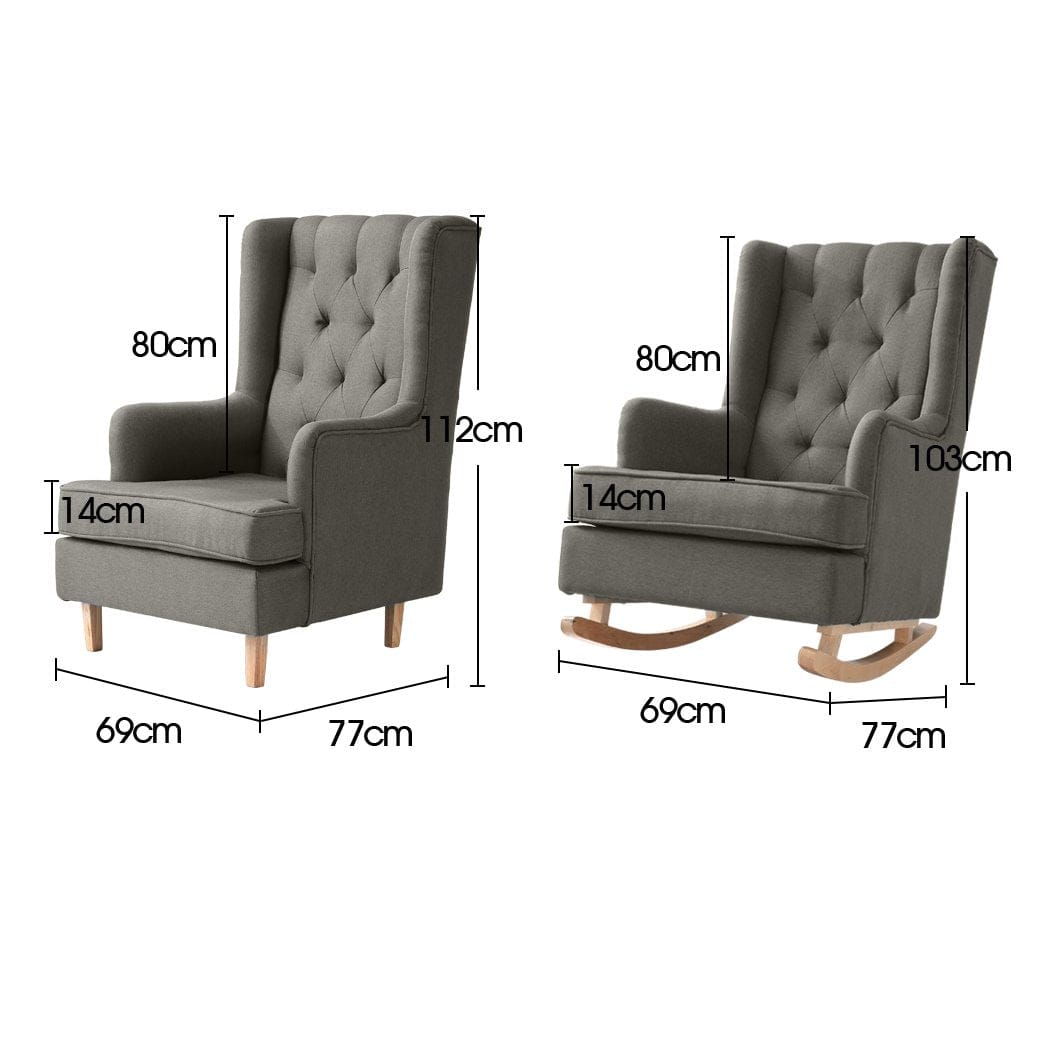 Levede Accent Chair Rocking Chair Lounge Chairs Baby Feeding Armchair Recliner Fabric Sofa