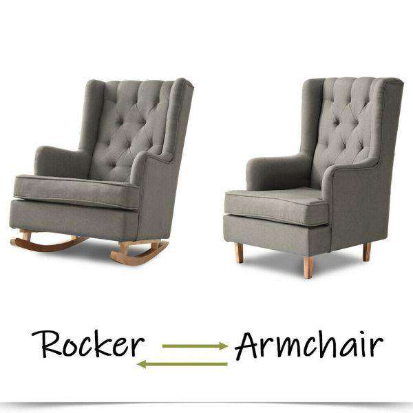Levede Accent Chair Rocking Fabric Armchair - Grey