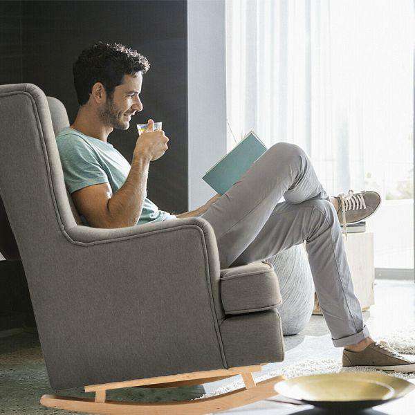 Levede Accent Chair Rocking Fabric Armchair - Grey