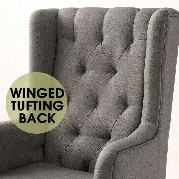 Levede Accent Chair Rocking Fabric Armchair - Grey