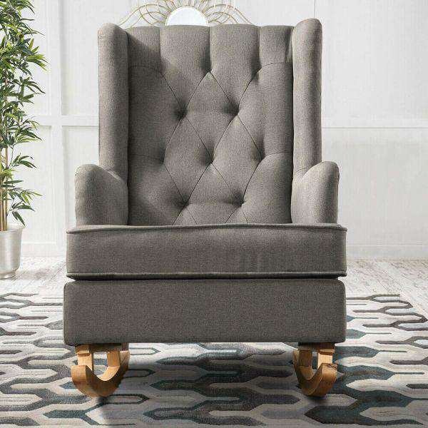 Levede Accent Chair Rocking Fabric Armchair - Grey