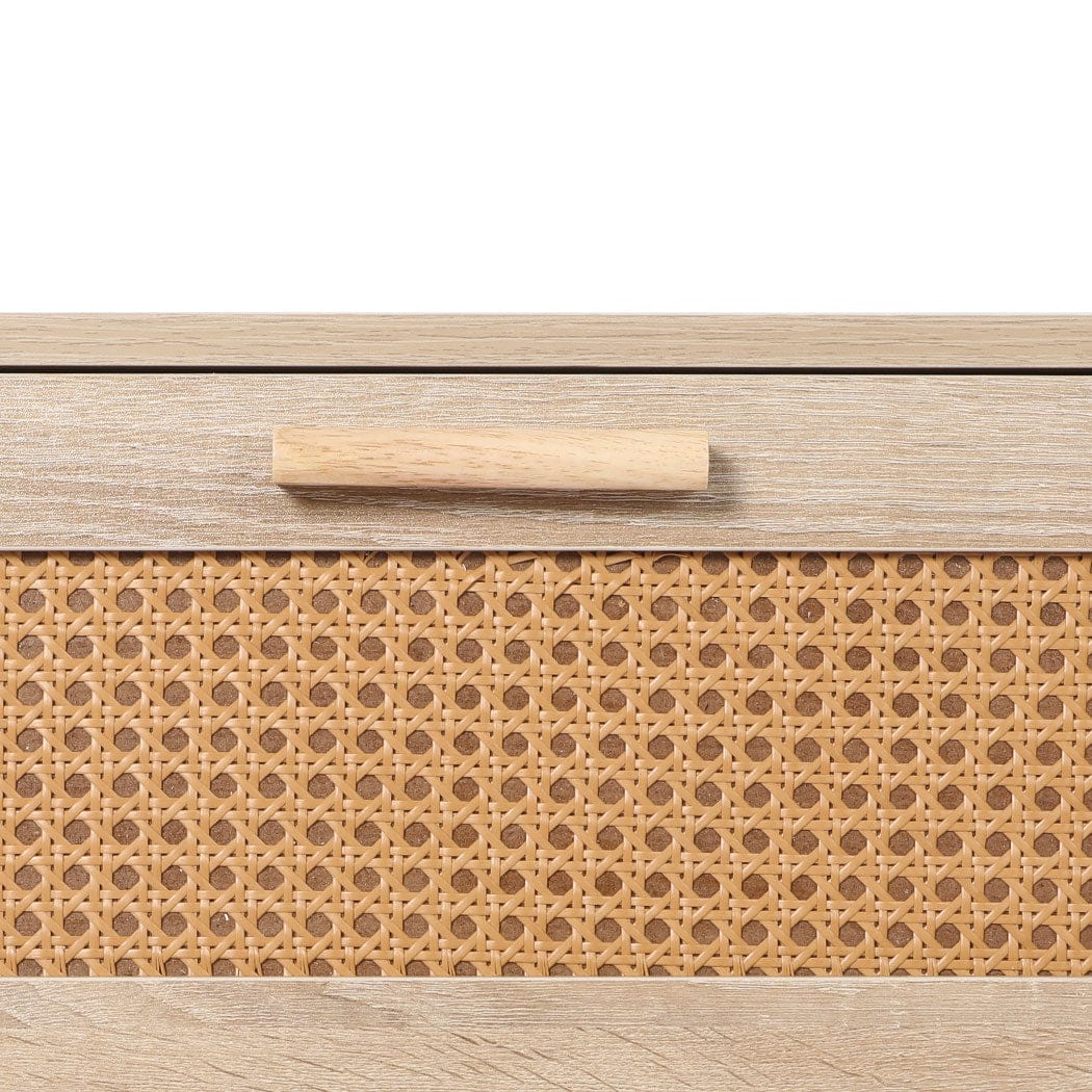 Levede Chest of Drawers Storage Cabinet Rattan Dresser Chest of Drawers Tallboy Wooden 3 Drawers