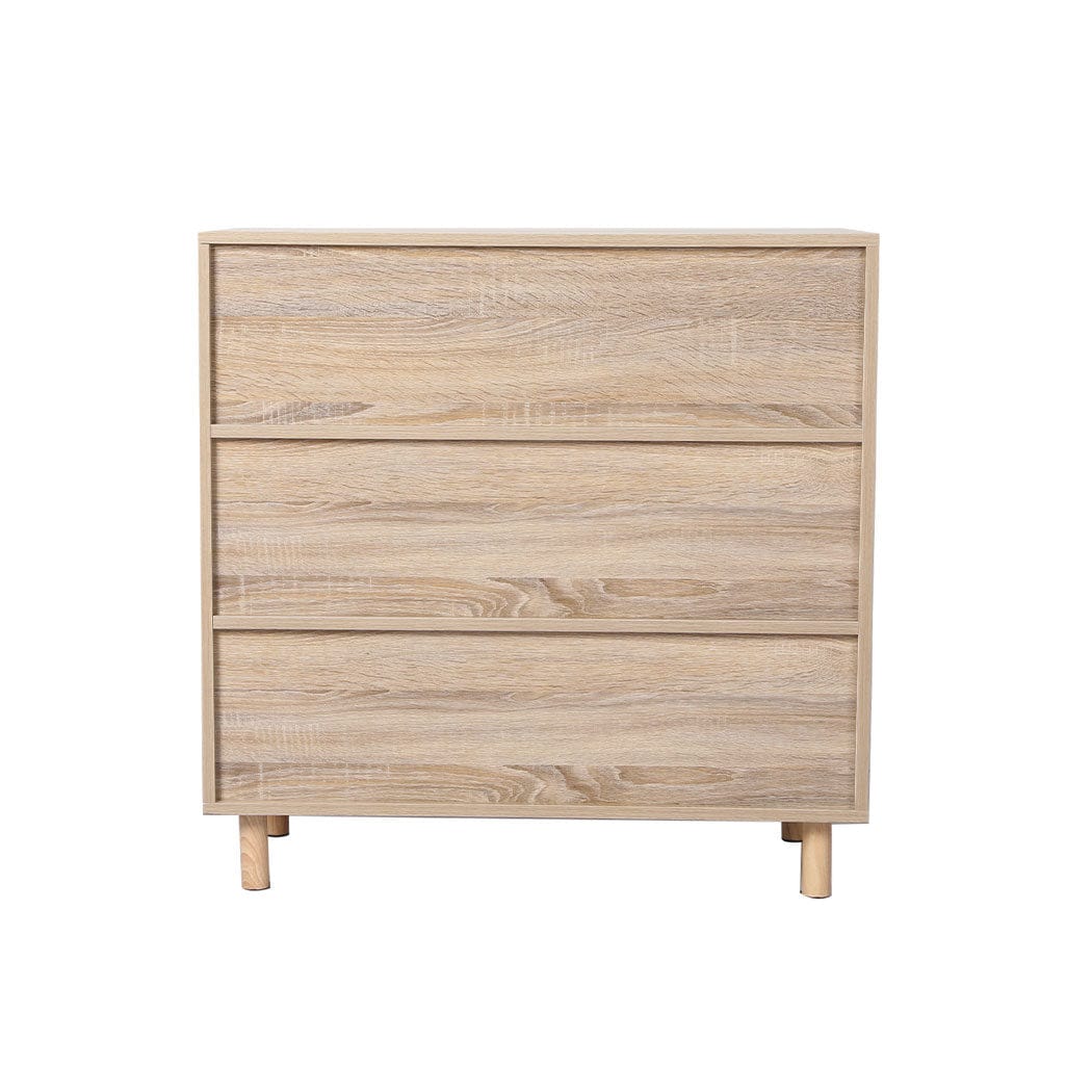 Levede Chest of Drawers Storage Cabinet Rattan Dresser Chest of Drawers Tallboy Wooden 3 Drawers