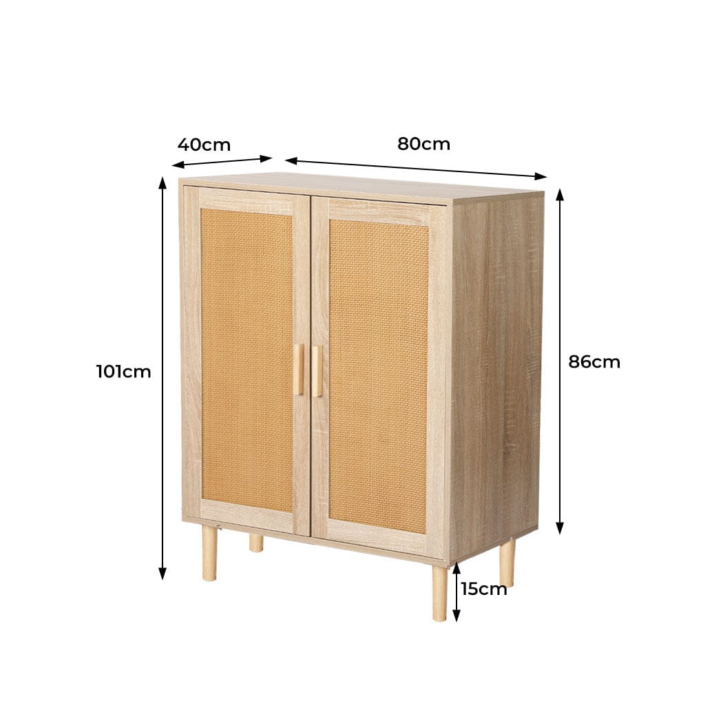 Levede Chest of Drawers Storage Cabinet Rattan Dresser Chest of Drawers Tallboy Wooden Cabinet
