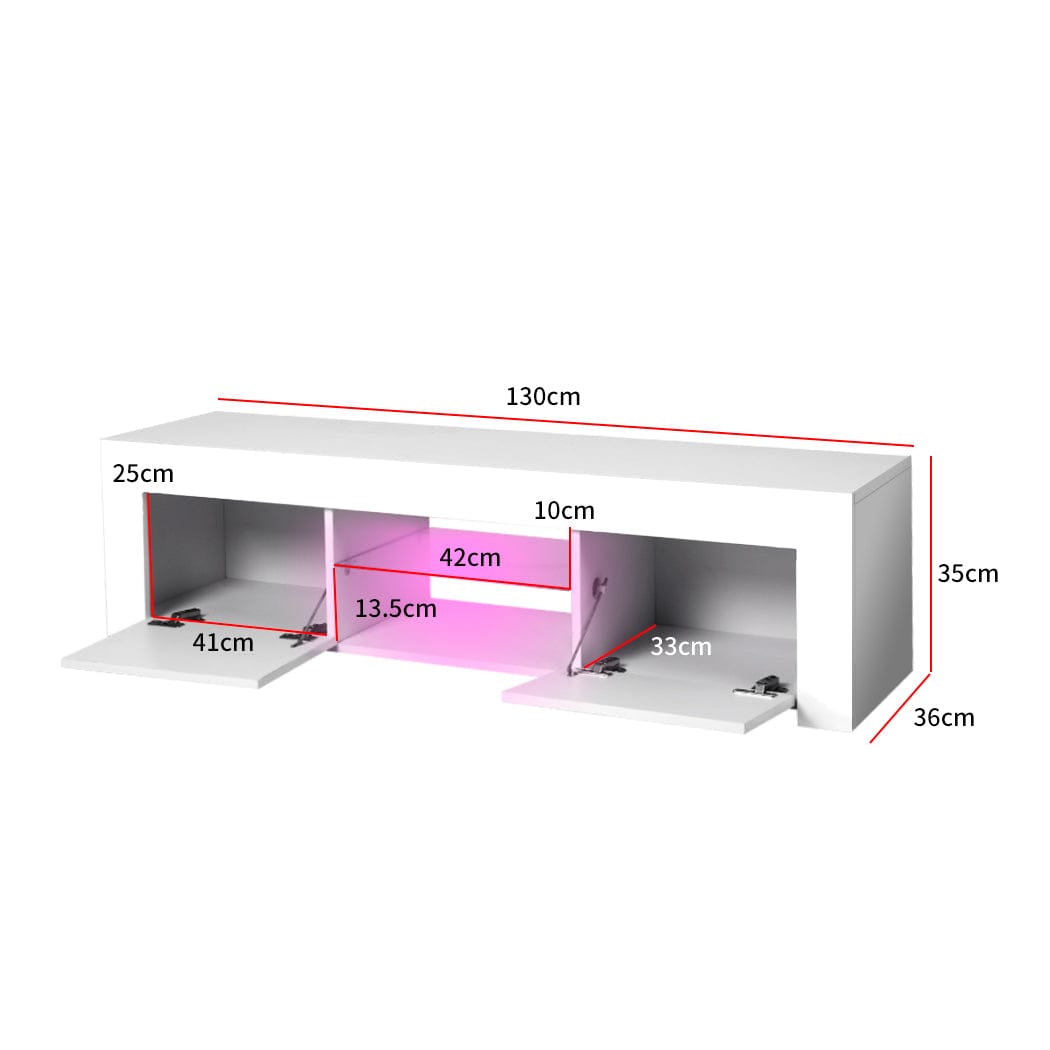 Levede TV Unit TV Cabinet Entertainment Unit Stand RGB LED Furniture Wooden Shelf 130cm
