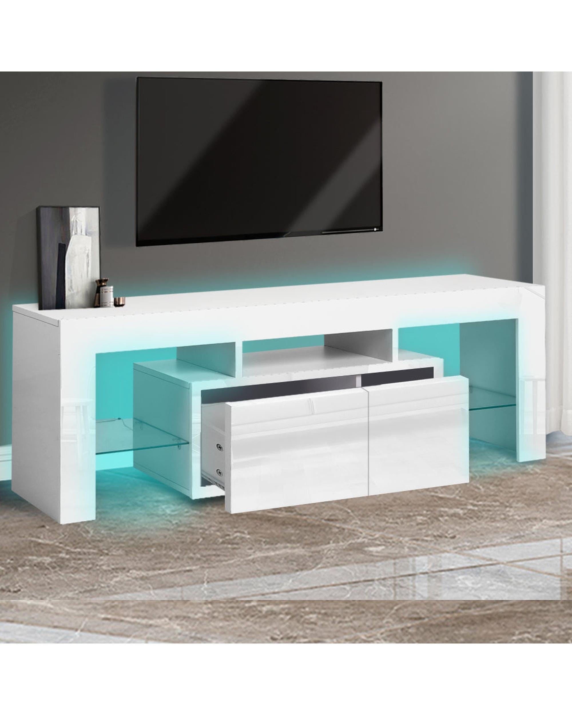 Levede TV Unit TV Cabinet Entertainment Unit Stand RGB LED Furniture Wooden Shelf 160cm