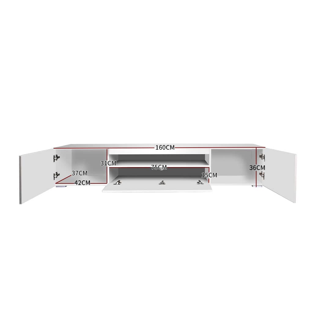 Levede TV Unit TV Cabinet Entertainment Unit Stand RGB LED Furniture Wooden Shelf 160cm