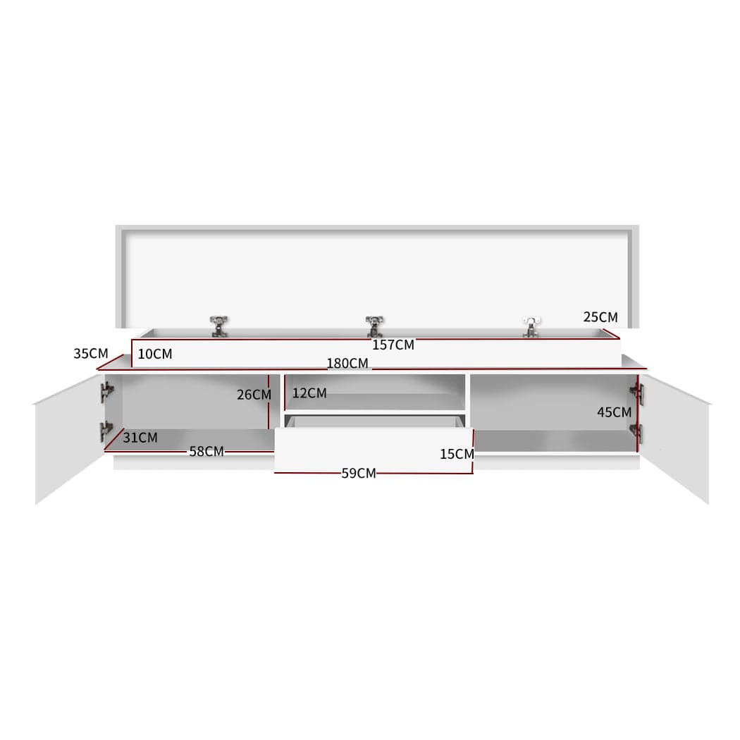 Levede TV Unit TV Cabinet Entertainment Unit Stand RGB LED Furniture Wooden Shelf 180cm