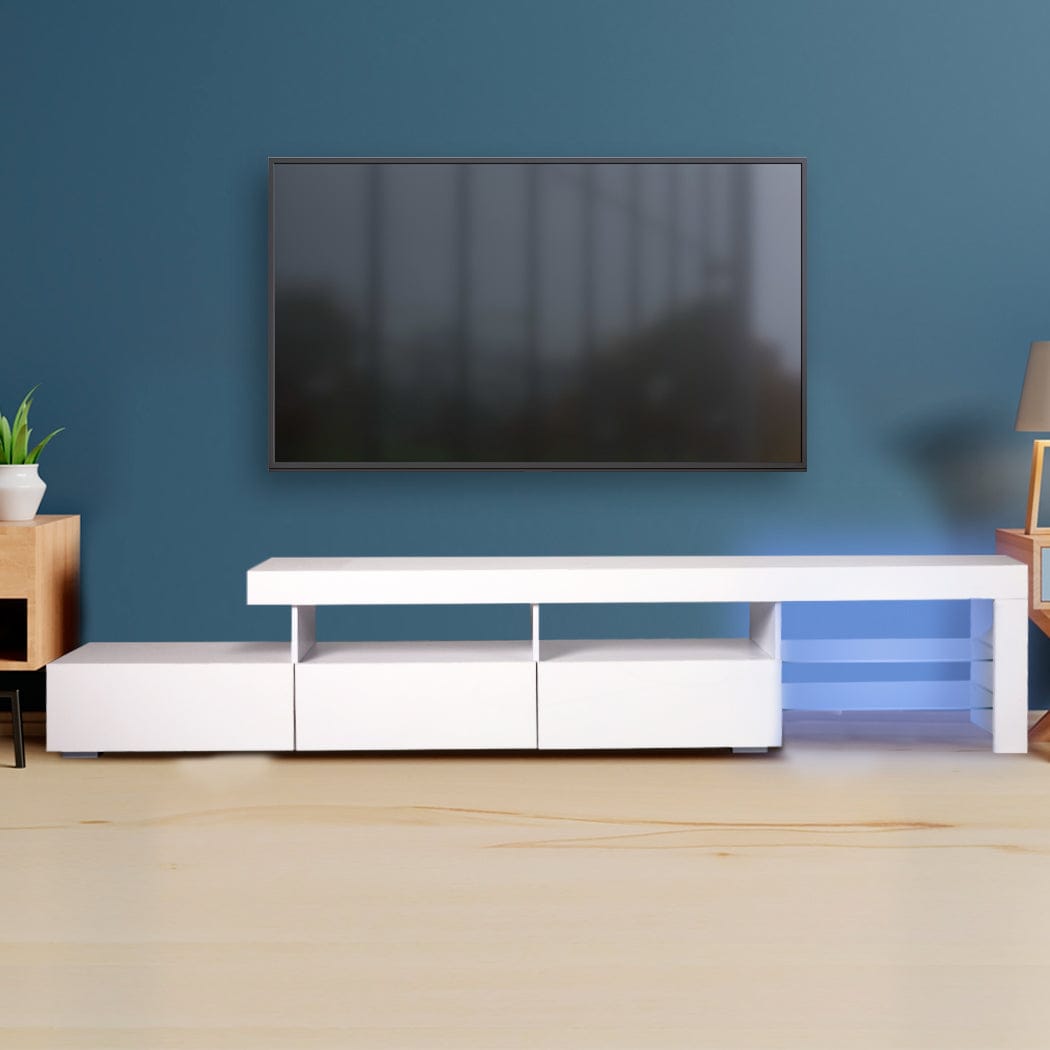 Levede TV Unit TV Cabinet Entertainment Unit Stand RGB LED Furniture Wooden Shelf 240cm