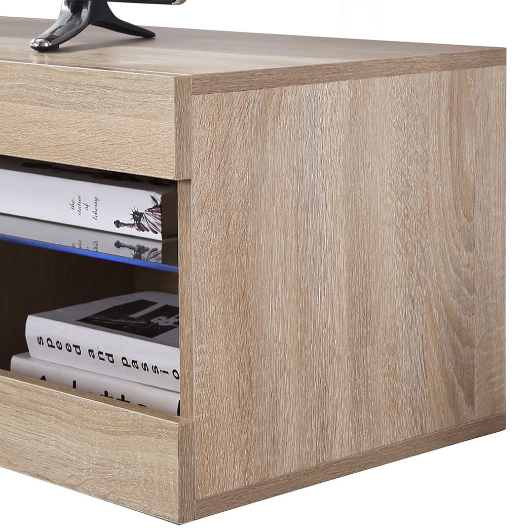 Levede TV Unit TV Cabinet LED Entertainment Unit Storage Stand Cabinets Modern Wood Oak