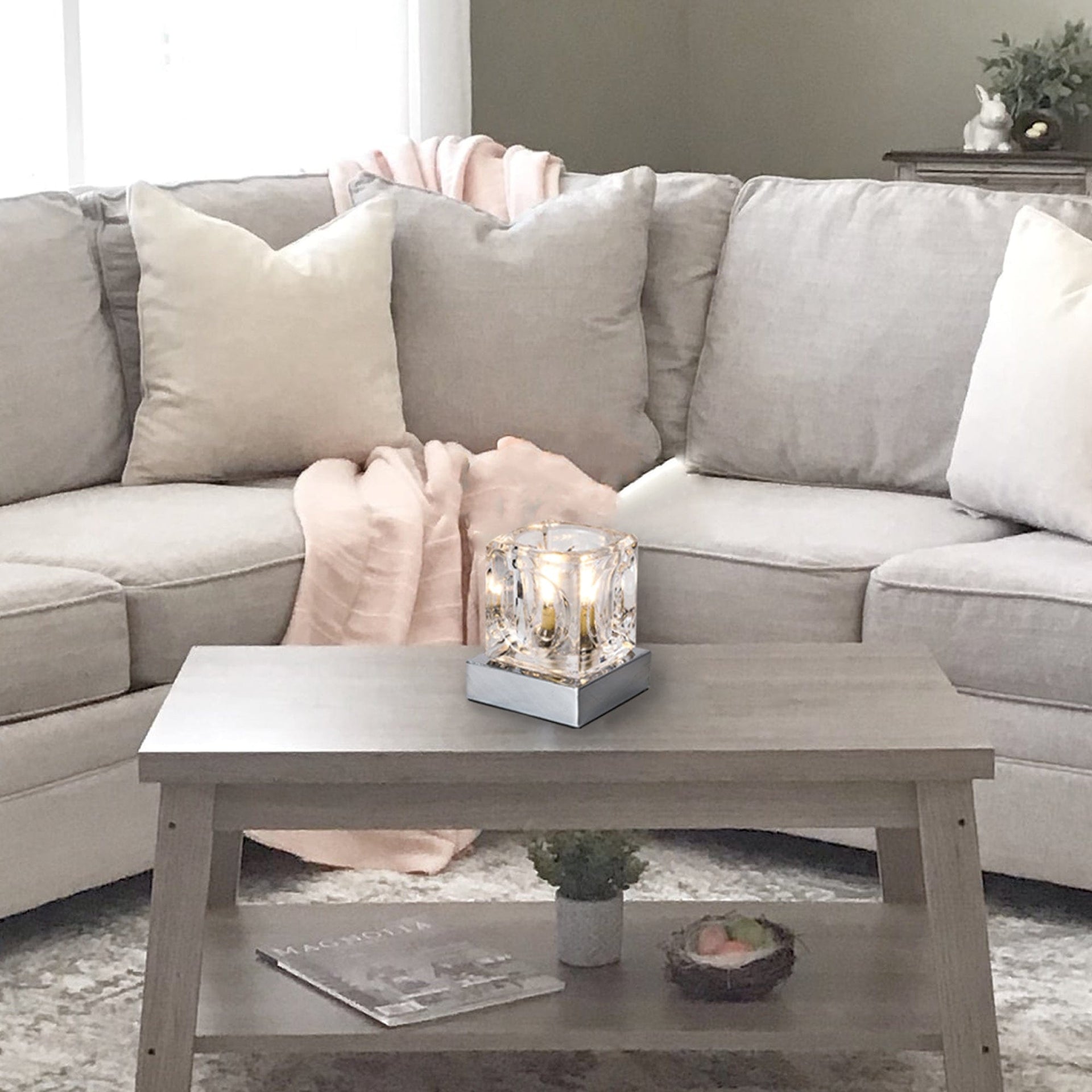 Lexi Lighting Table Lamp Bianca Glass Table Lamp with LED Bulb